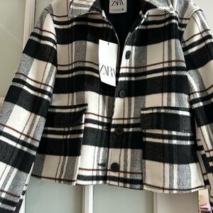 Chic Black and White Plaid Jacket